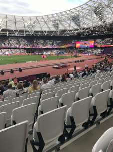 View of World athletics championships  from Seat Block 105 at London Stadium