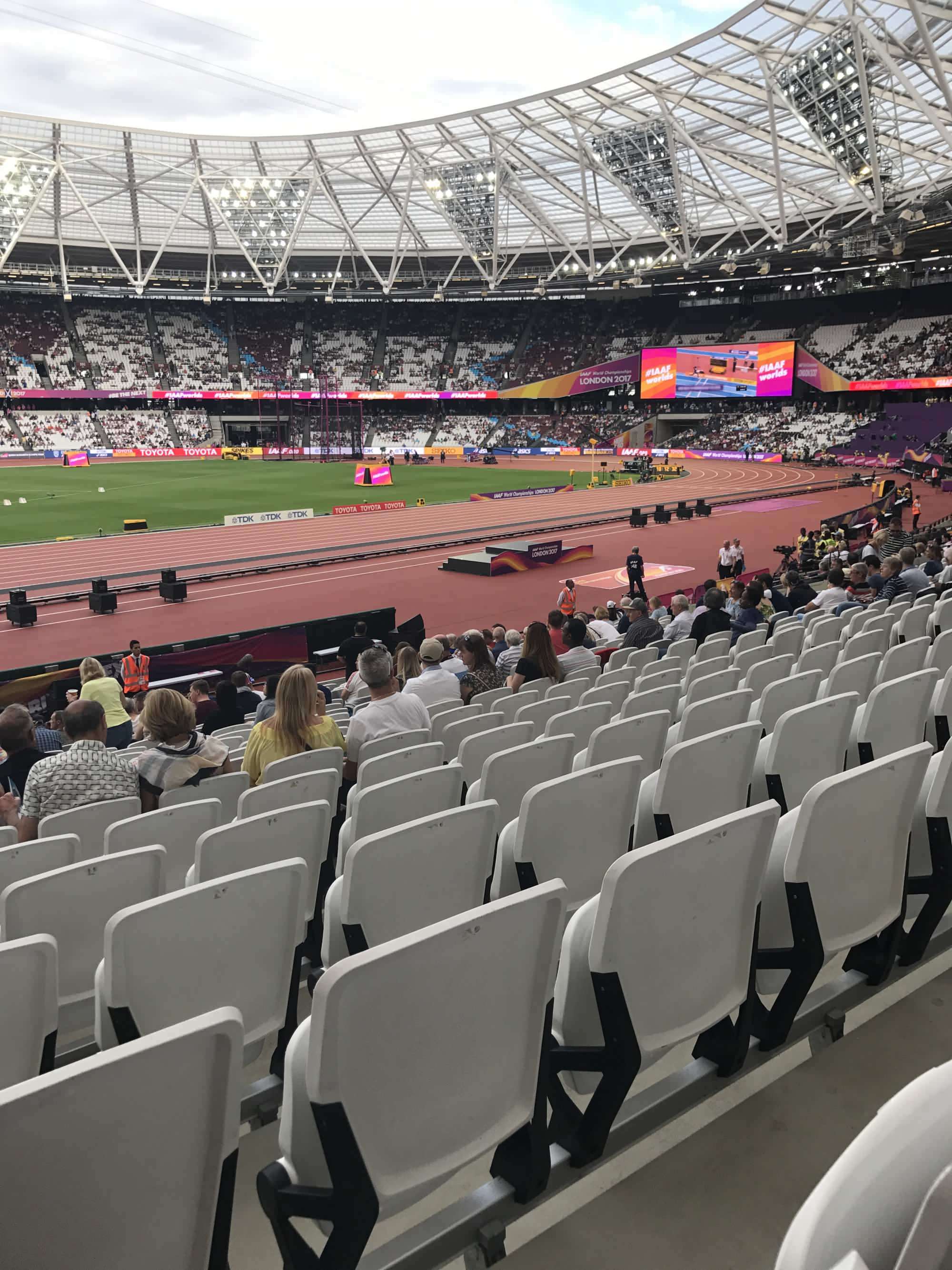 View of World athletics championships  at London Stadium from Seat Block 105