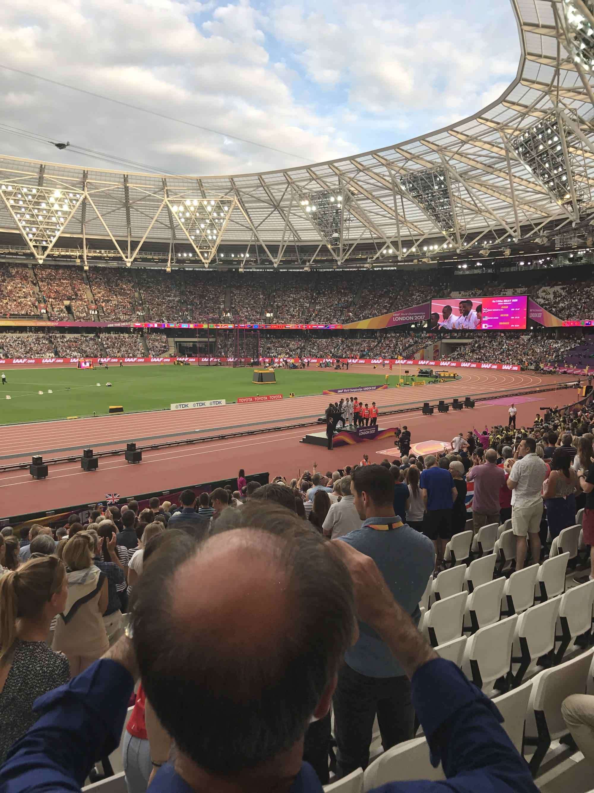 View of World athletics championships  at London Stadium from Seat Block 105