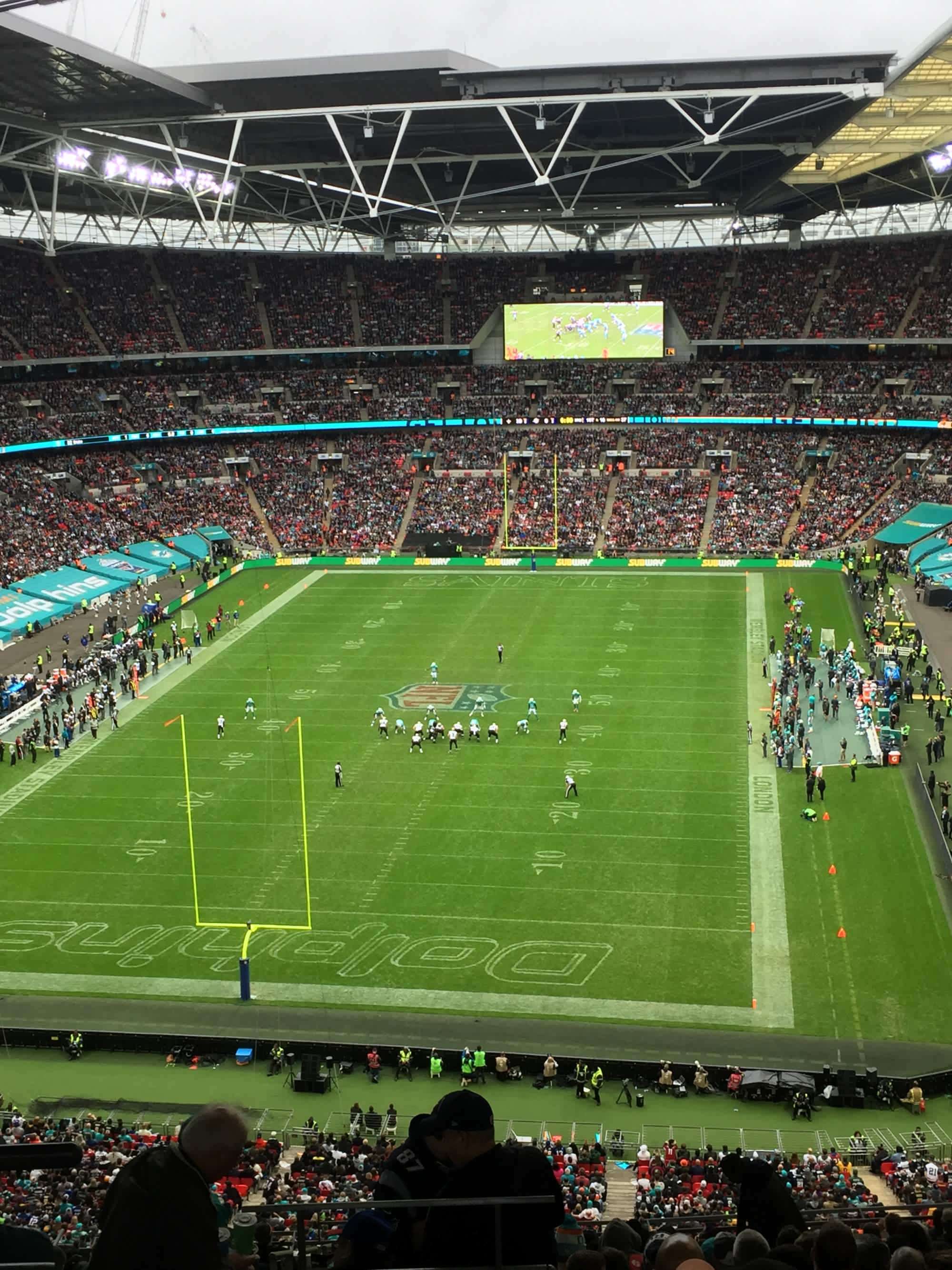 View of NFL Miami Dolphins v New Orleans Saints at Wembley Stadium from Seat Block 512